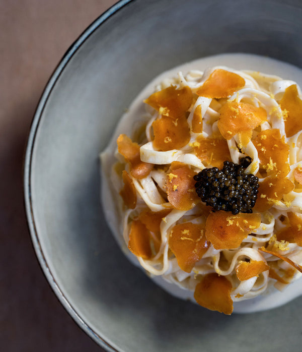 Pasta with Poutargue and Caviar - Tagliatelle