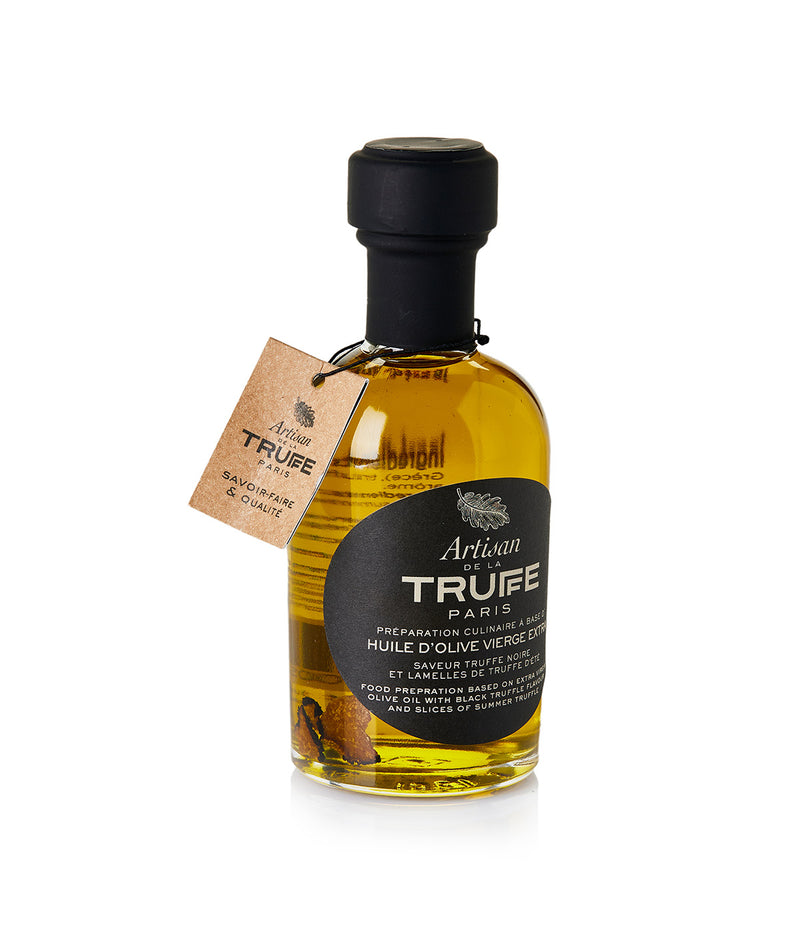 Extra virgin olive oil with black truffle flavour