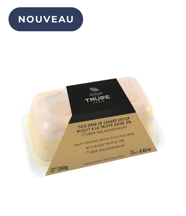 Semi-cooked whole duck foie gras with black truffle 3% fat content