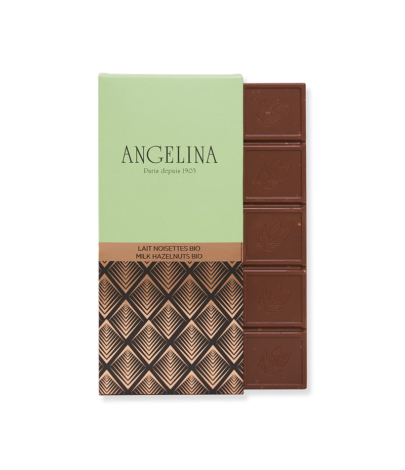 Organic Milk Chocolate bar with hazelnut chips