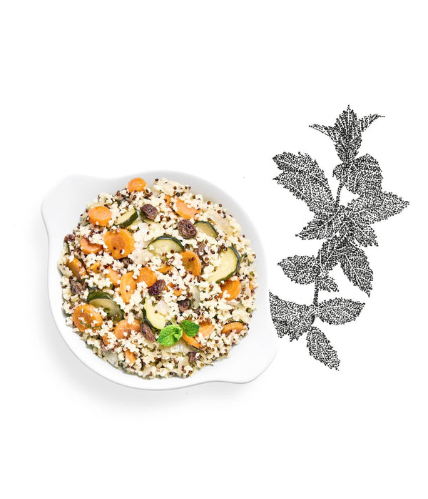 Al Dente vegetables with fresh mint, Boulghour & Quinoa