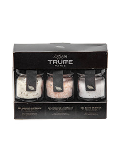 Boxed set of three mini-salts with truffles