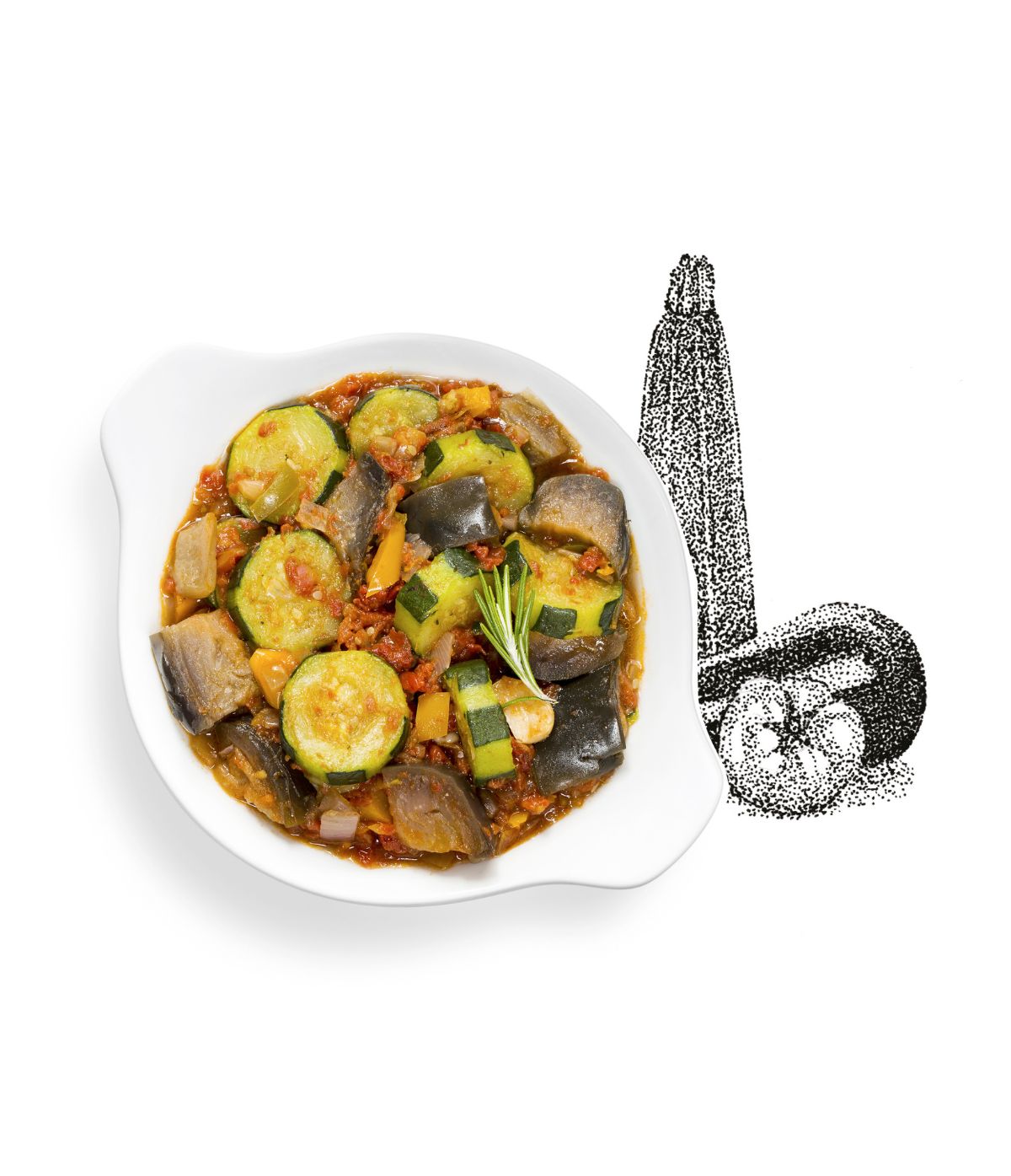 Ratatouille à l'huile d'Olive infusée au Romarin