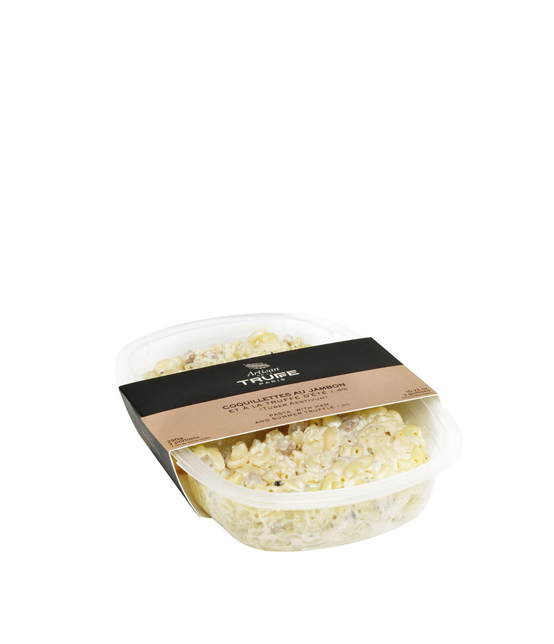 Coquillettes au jambon et sauce à la truffe d'été